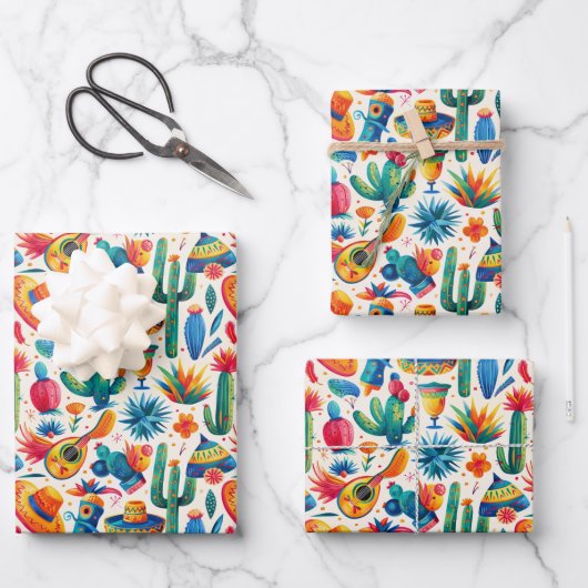 Feuille De Papier Cadeau Fête mexicaine en carrelage cool (Recto)