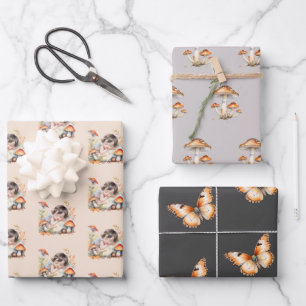 Feuille De Papier Cadeau Fête Prénatale de Fée de Bois Automnal