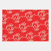 Feuille De Papier Cadeau Fête rouge Ho Ho Ho Noël (Devant 3)