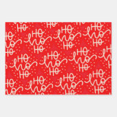 Feuille De Papier Cadeau Fête rouge Ho Ho Ho Noël (Devant 2)