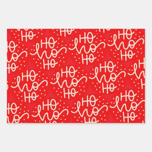 Feuille De Papier Cadeau Fête rouge Ho Ho Ho Noël (Devant)
