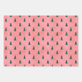 Feuille De Papier Cadeau Fêtes Chic Rose et Vert foncé (Devant 3)