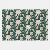 Feuille De Papier Cadeau Fêtes Chic Rose et Vert foncé (Devant)