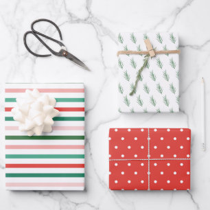 Feuille De Papier Cadeau Fêtes de Noël aux pointes colorées et aux pins