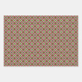 Feuille De Papier Cadeau Fêtes géométriques rouges et vertes (Devant 2)