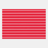 Feuille De Papier Cadeau Fêtes rayées rouge mignonne lignes raides Noël (Devant)