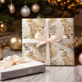 Feuille De Papier Cadeau Fêtes sauvages Safari Lion Noël