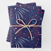 Feuille De Papier Cadeau Feu d'artifice bleu rouge (En situation)