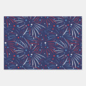 Feuille De Papier Cadeau Feu d'artifice bleu rouge (Devant)