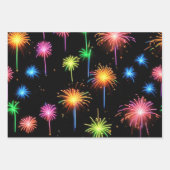 Feuille De Papier Cadeau Feu d'artifice Neon Noir (Devant 2)