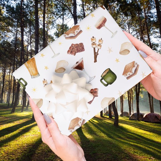 Feuille De Papier Cadeau Feu de camp de mariage de couples rustiques d'auto