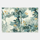 Feuille De Papier Cadeau Feuillage bleu vert (Devant)