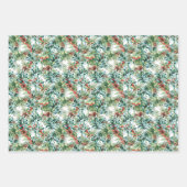 Feuille De Papier Cadeau Feuillage de Noël, rayures et plaid (Devant 2)