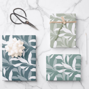 Feuille De Papier Cadeau Feuillage en Grâce Silhouettes Biologiques Superpo