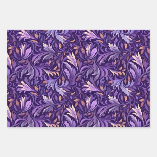 Feuille De Papier Cadeau Feuillage pourpre de Boho (Devant 2)