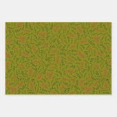 Feuille De Papier Cadeau Feuillage rouge vert olive rustique motif (Devant 3)