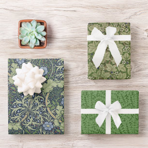Feuille De Papier Cadeau Feuillage vert vintage Morris Enveloppement d'algu