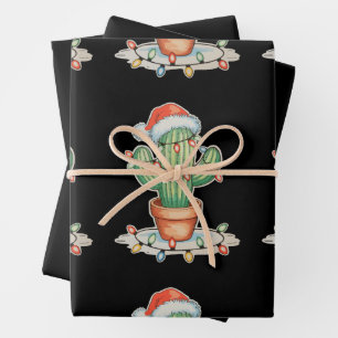 Feuille De Papier Cadeau Feux de Noël de Cactus Fêtes de Noël de Noël de No