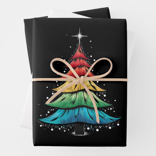 Feuille De Papier Cadeau Fierté LGBTQ Arc-en-ciel Drapeau Gay Arbre de Noël (En situation)