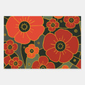 Feuille De Papier Cadeau Fiery Garden – Stylized Poppy Bloom (Devant 3)