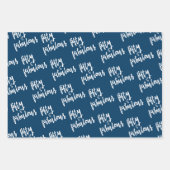 Feuille De Papier Cadeau Fifty & Fabulous - Fun Navy Blue 50th Birthday (Devant)