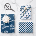 Feuille De Papier Cadeau Fifty & Fabulous - Fun Navy Blue 50th Birthday<br><div class="desc">NewParkLane - Fun 50e anniversaire d'emballage feuilles de papier, avec la citation "Fifty & Fabulous" dans une amusante typographie de script, et un motif rayé bleu marine et blanc. Un design simple mais élégant pour un bain de 50 ans ! Découvrez cette collection d'anniversaire de jalon pour les articles correspondants,...</div>