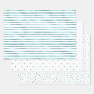 Feuille De Papier Cadeau Filets de menthe Glam Aqua