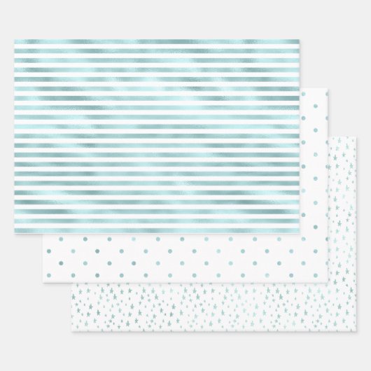 Feuille De Papier Cadeau Filets de pinte Glam Aqua (Lot)