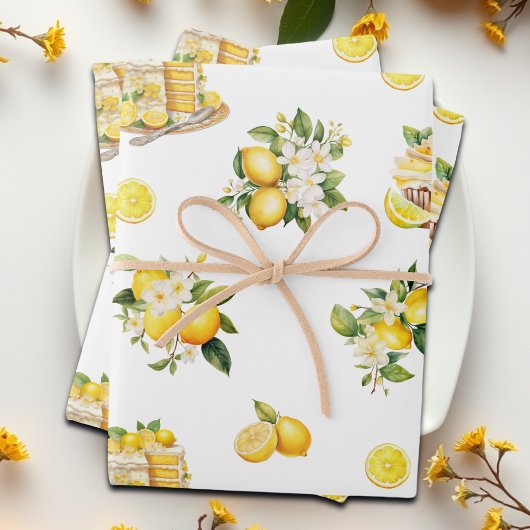 Feuille De Papier Cadeau Filière de citron Méditerranée été