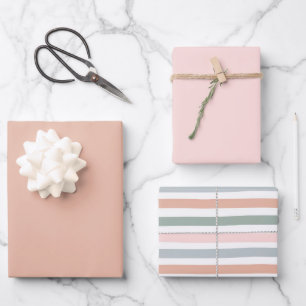 Feuille De Papier Cadeau Fille anniversaire Bohème rayée bébé Shower rose o
