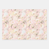 Feuille De Papier Cadeau Fille Blush Crème Rose Blanc Floral (Devant)