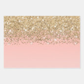 Feuille De Papier Cadeau Fille Chic Gold Confetti Pink Gradient Ombre (Devant)