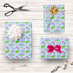 Feuille De Papier Cadeau Fille cool de golf à thème fête d'anniversaire