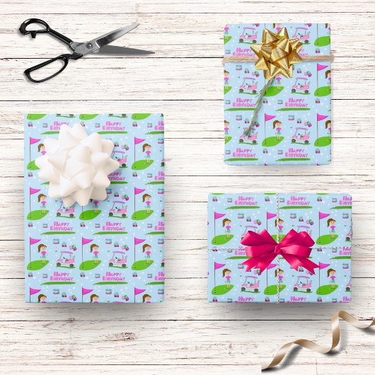 Feuille De Papier Cadeau Fille cool de golf à thème fête d'anniversaire