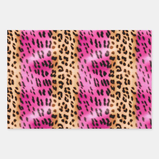 Feuille De Papier Cadeau Fille Crème rose Empreinte de léopard noir (Devant 3)