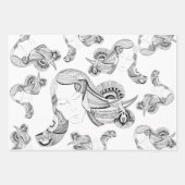 Feuille De Papier Cadeau Fille De Tatouage Noir Et Blanc (Devant)