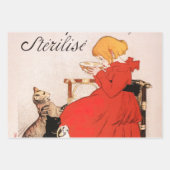 Feuille De Papier Cadeau Fille en Robe Rouge Boire Lait Steinlen Poster (Devant 3)