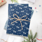 Feuille De Papier Cadeau Fille équitation en hiver