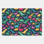 Feuille De Papier Cadeau Fille Floral Dinosaure Silhouette Maximal Folk (Devant 2)