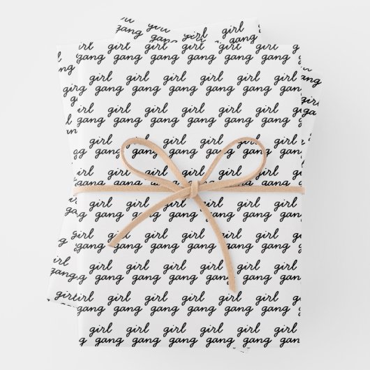 Feuille De Papier Cadeau fille gang mignon moderne féministe script de puis (En situation)