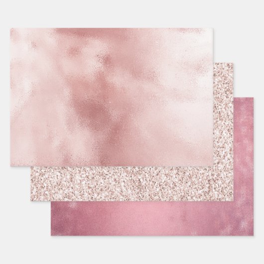 Feuille De Papier Cadeau Fille Glam Rose Fête d'Anniversaire (Lot)