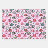 Feuille De Papier Cadeau Fille laide Sweater rose, rouge et vert Noël (Devant 3)
