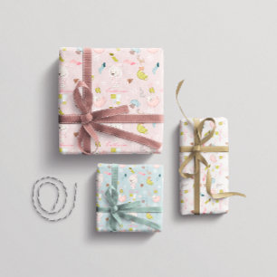 Feuille De Papier Cadeau Fille Ours d'hiver Noël