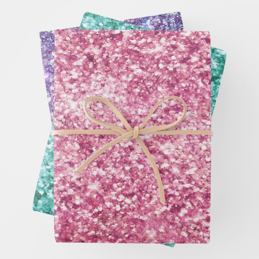 Feuille De Papier Cadeau Fille Parties scintillant rose Confetti (En situation)
