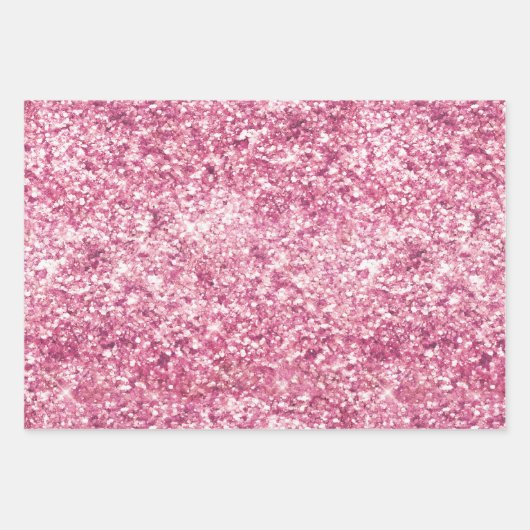 Feuille De Papier Cadeau Fille Parties scintillant rose Confetti (Devant)