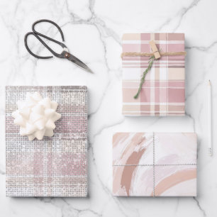 Feuille De Papier Cadeau Fille Pink Plaid Sparkle