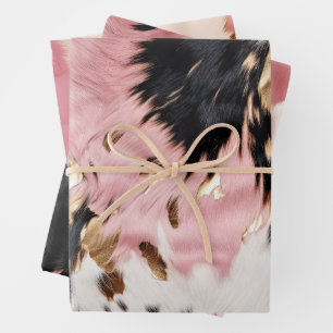 Feuille De Papier Cadeau Fille Rose Black Gold Cowgirl Cowhide