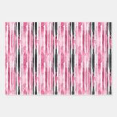 Feuille De Papier Cadeau Fille rose blanc rayures noires (Devant 3)
