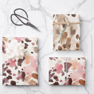 Feuille De Papier Cadeau Fille rose Brown crème Poster de animal léopard