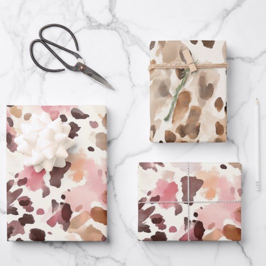 Feuille De Papier Cadeau Fille rose Brown crème Poster de animal léopard (Recto)